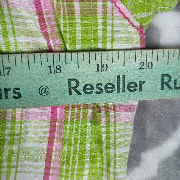 Ariat Shirt Womens Large Green Pink Plaid Fitted Western Pearl Snap Embroidered - Picture 7 of 14